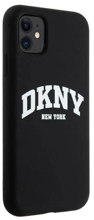 Apple iPhone 11 DKNY dėklas Liquid Silicone Baltas Printed Logo MagSafe (DKHMN61SNYACH) juodos spalvos