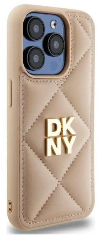 Dėklas DKNY DKHCP15XPQDSLE Apple iPhone 15 Pro Max 6.7" smėlio spalvos dygsniuotas stulpelių logotipas