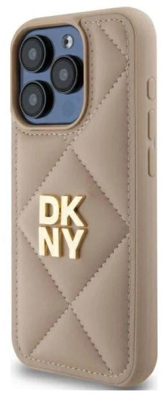 Dėklas DKNY DKHCP15XPQDSLE Apple iPhone 15 Pro Max 6.7" smėlio spalvos dygsniuotas stulpelių logotipas
