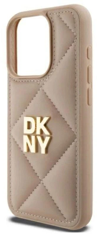 Dėklas DKNY DKHCP15XPQDSLE Apple iPhone 15 Pro Max 6.7" smėlio spalvos dygsniuotas stulpelių logotipas