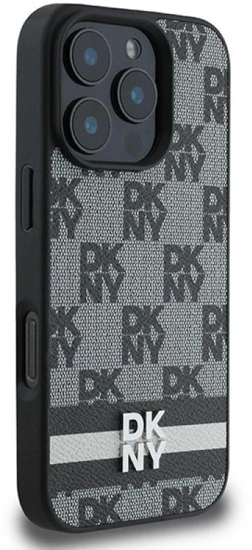 Apple iPhone 16 Pro Max DKNY Checkered Pattern & Printed Stripes (DKHCP16XPCPTSSK) dėklas telefonui juodos spalvos