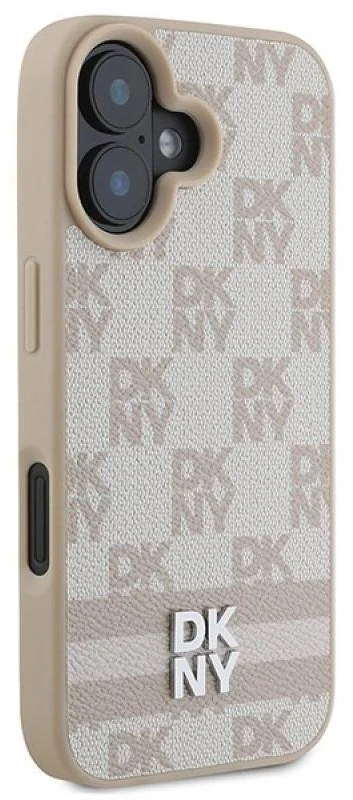 Apple iPhone 16 DKNY Checkered Pattern & Printed Stripes (DKHCP16SPCPTSSP) dėklas telefonui rožinės spalvos