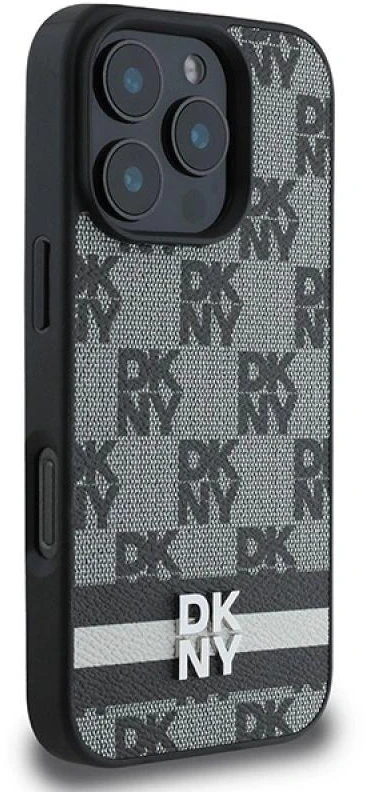 Apple iPhone 16 Pro DKNY Checkered Pattern & Printed Stripes (DKHCP16LPCPTSSK) dėklas telefonui juodos spalvos