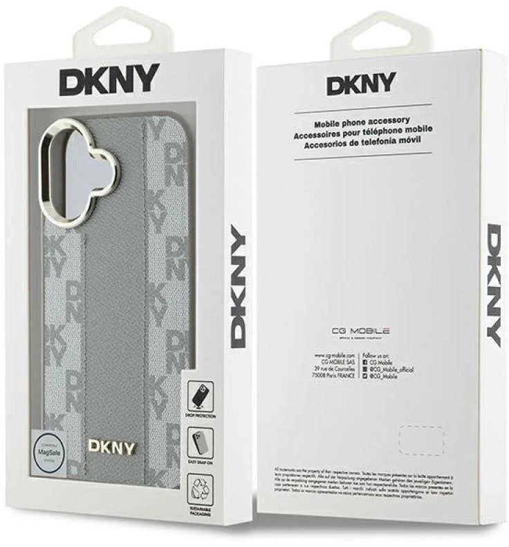 DKNY DKHMP16SPCPVSLE Apple iPhone 16 6.1″ beige kietas dėklas Checkered Pattern Magsafe