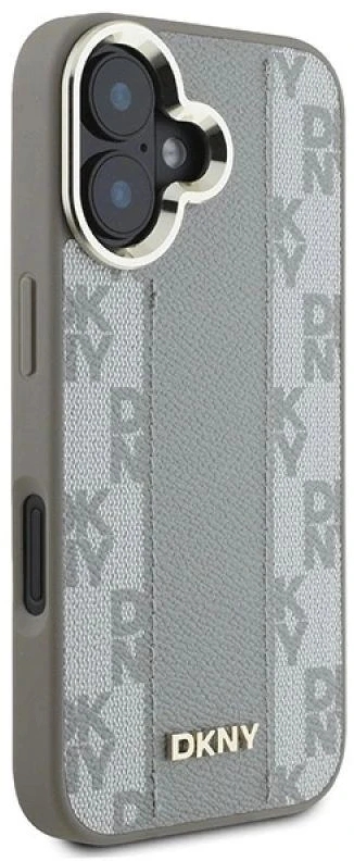 DKNY DKHMP16SPCPVSLE Apple iPhone 16 6.1″ beige kietas dėklas Checkered Pattern Magsafe