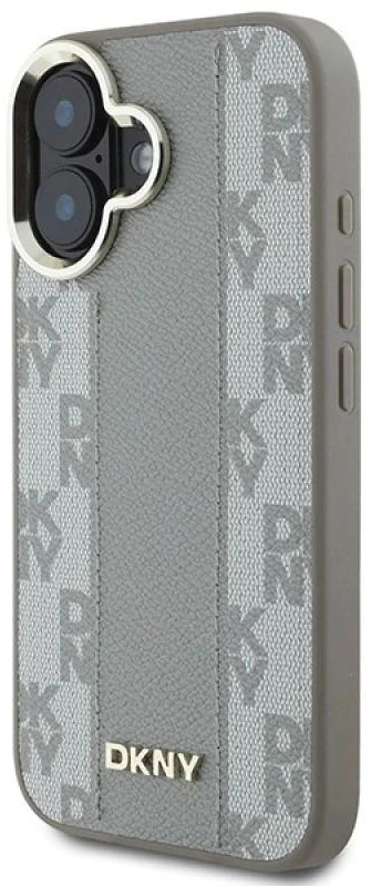 DKNY DKHMP16SPCPVSLE Apple iPhone 16 6.1″ beige kietas dėklas Checkered Pattern Magsafe