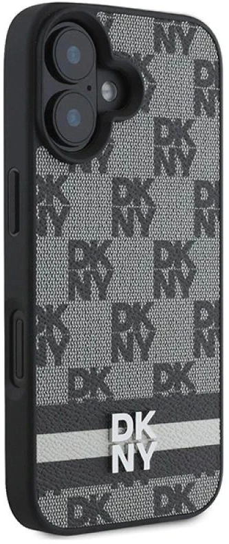 Apple iPhone 16 DKNY Checkered Pattern & Printed Stripes (DKHCP16SPCPTSSK) dėklas telefonui juodos spalvos