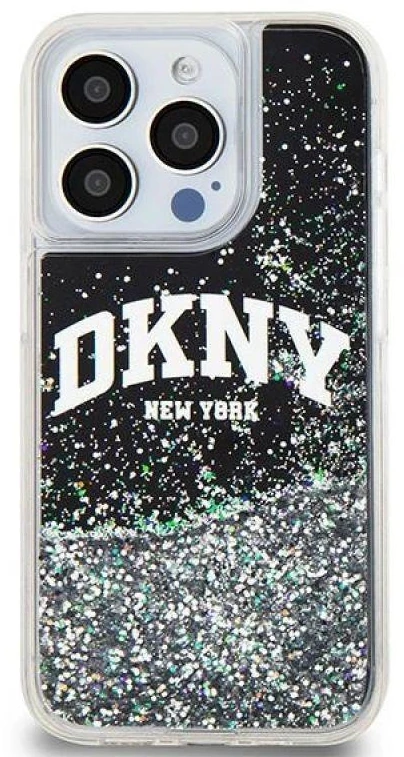 Apple iPhone 15 Pro DKNY dėklas Liquid Glitter Big Logo (DKHCP15LLBNAEK) juodos spalvos