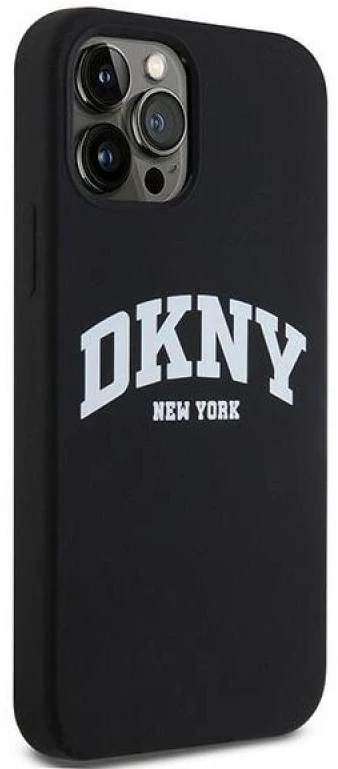 Apple iPhone 12 / 12 Pro DKNY dėklas Liquid Silicone Baltas Printed Logo MagSafe (DKHMP12MSNYACH) juodos spalvos
