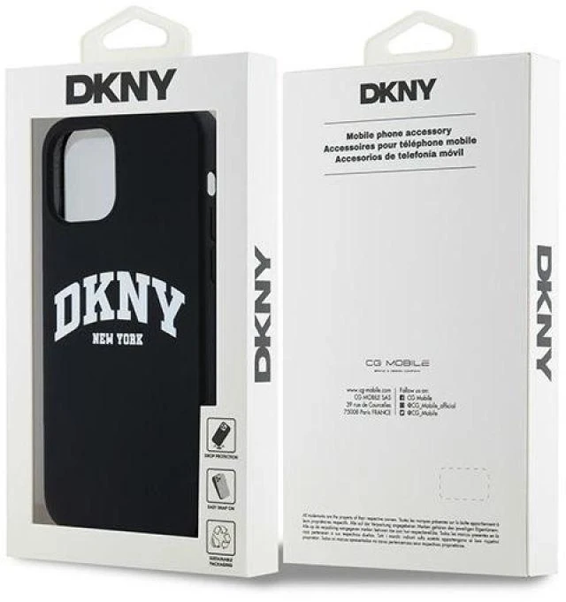 Apple iPhone 12 / 12 Pro DKNY dėklas Liquid Silicone Baltas Printed Logo MagSafe (DKHMP12MSNYACH) juodos spalvos