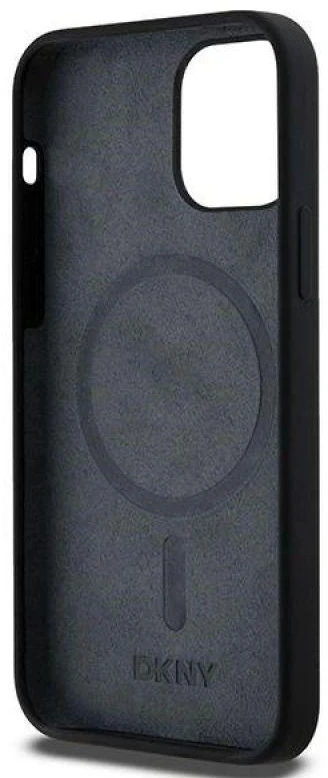 Apple iPhone 12 / 12 Pro DKNY dėklas Liquid Silicone Baltas Printed Logo MagSafe (DKHMP12MSNYACH) juodos spalvos
