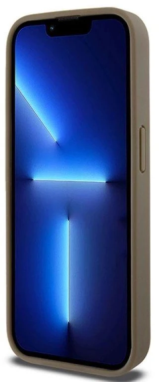 DKNY DKHMP14LPSHRPSW Apple iPhone 14 Pro 6.1 inch rudos spalvos kietas dėklas Leather Pattern Metal Logo MagSafe