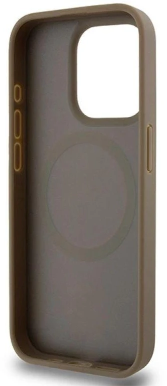 DKNY DKHMP15XPSHRPSW Apple iPhone 15 Pro Max 6.7 inch rudos spalvos kietas dėklas Leather Pattern Metal Logo MagSafe