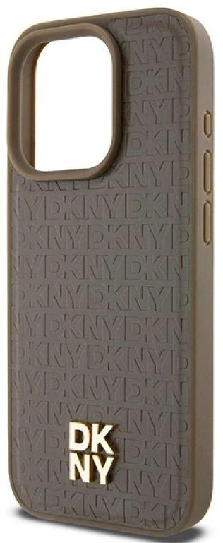 DKNY DKHMP15XPSHRPSW Apple iPhone 15 Pro Max 6.7 inch rudos spalvos kietas dėklas Leather Pattern Metal Logo MagSafe