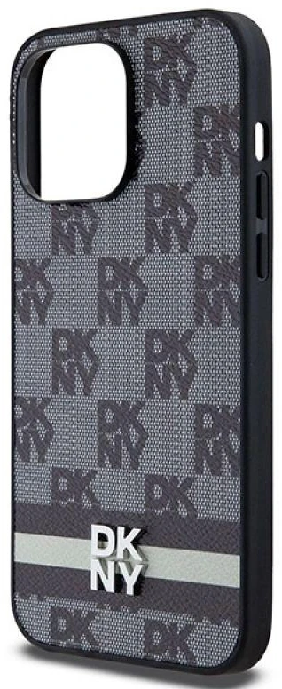 Apple iPhone 14 Pro Max DKNY odinis dėklas Checkered Mono Pattern & Printed Stripes (DKHCP14XPCPTSSK) juodos spalvos