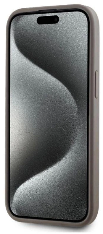 DKNY DKHMP15MPCPVSLE Apple iPhone 15 Plus 6.7″ beige kietas dėklas Leather Checkered Mono Pattern MagSafe