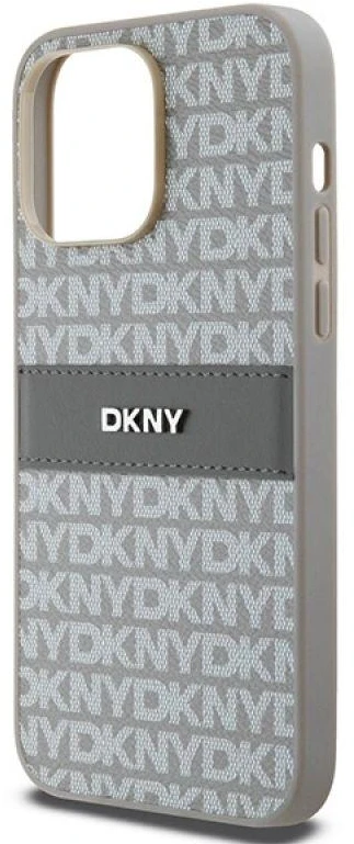 Apple iPhone 14 Pro DKNY dėklas odinis Mono Stripe & Metal Logo (DKHCP14LPRTHSLE) beige