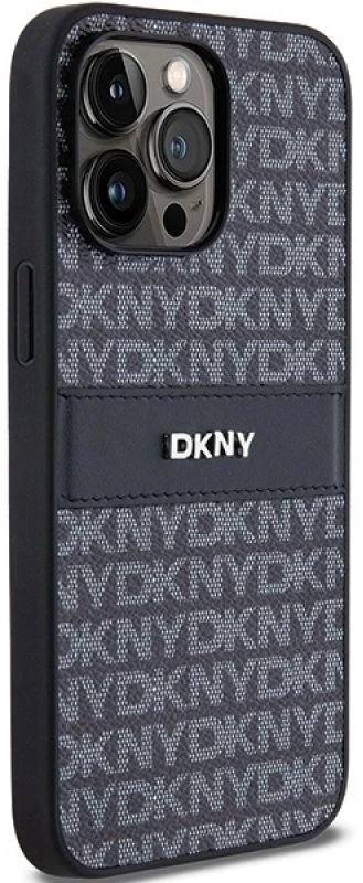 Apple iPhone 14 Pro Max DKNY odinis dėklas Mono Stripe & Metal Logo (DKHCP14XPRTHSLK) juodos spalvos