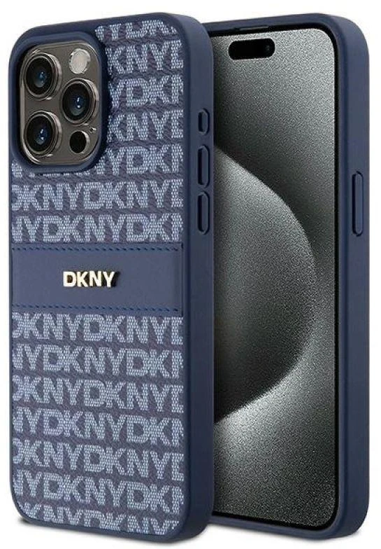 Apple iPhone 15 Pro Max DKNY odinis dėklas Mono Stripe & Metal Logo (DKHCP15XPRTHSLB) mėlynos spalvos