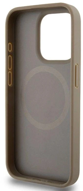Apple iPhone 15 Pro DKNY odinis dėklas Printed Pattern Metal Logo MagSafe (DKHMP15LPSOSPW) rudos spalvos