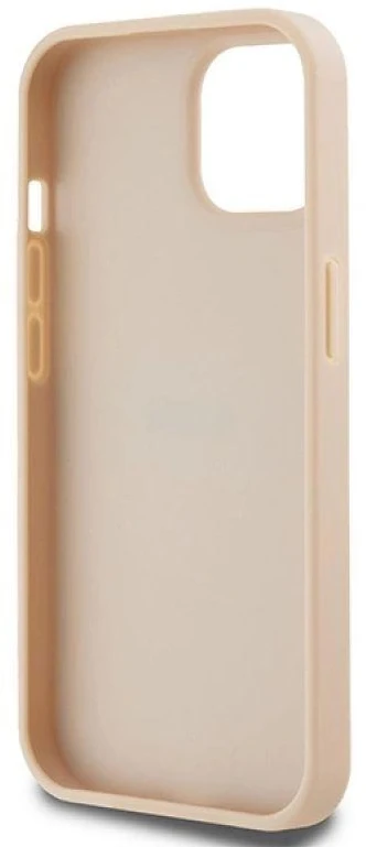 DKNY DKHCP15MPRTHSLP Apple iPhone 15 Plus 14 Plus 6.7 inch rožinės spalvos kietas dėklas Leather Mono Stripe & Metal Log