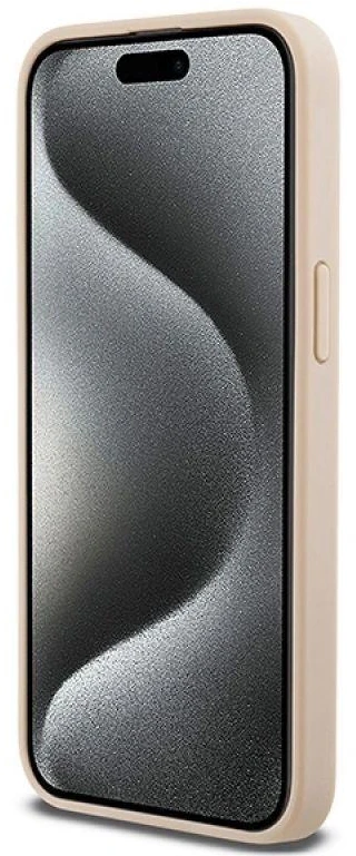 Apple iPhone 15 Pro Max DKNY odinis dėklas Mono Stripe & Metal Logo (DKHCP15XPRTHSLP) rožinės spalvos