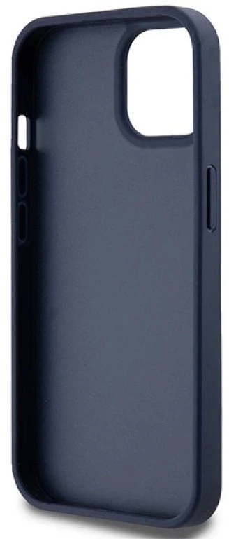 DKNY DKHCP15SPRTHSLB Apple iPhone 15 14 13 6.1 inch mėlynas kietas dėklas Leather Mono Stripe & Metal Logo