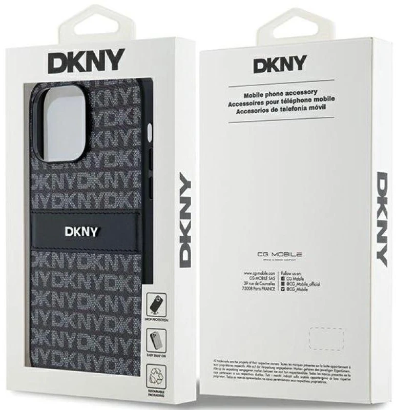 Apple iPhone 14 Pro DKNY odinis dėklas Mono Stripe & Metal Logo (DKHCP14LPRTHSLK) juodos spalvos