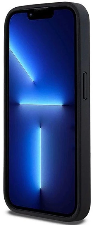 Apple iPhone 15 Pro Max DKNY dėklas odinis Mono Stripe & Metal Logo (DKHCP15XPRTHSLK) juodos spalvos