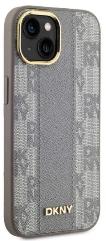 DKNY DKHMP14SPCPVSLE Apple iPhone 14 6.1″ beige kietas dėklas Leather Checkered Mono Pattern MagSafe