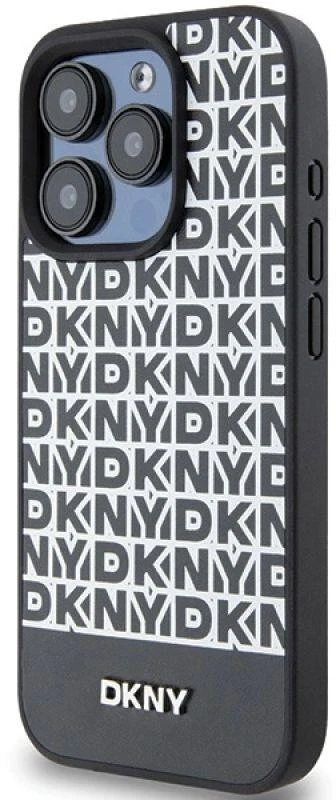 Apple iPhone 15 Pro Max DKNY odinis dėklas Printed Pattern Metal Logo MagSafe (DKHMP15XPSOSPK) juodos spalvos