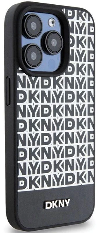 Apple iPhone 15 Pro Max DKNY odinis dėklas Printed Pattern Metal Logo MagSafe (DKHMP15XPSOSPK) juodos spalvos