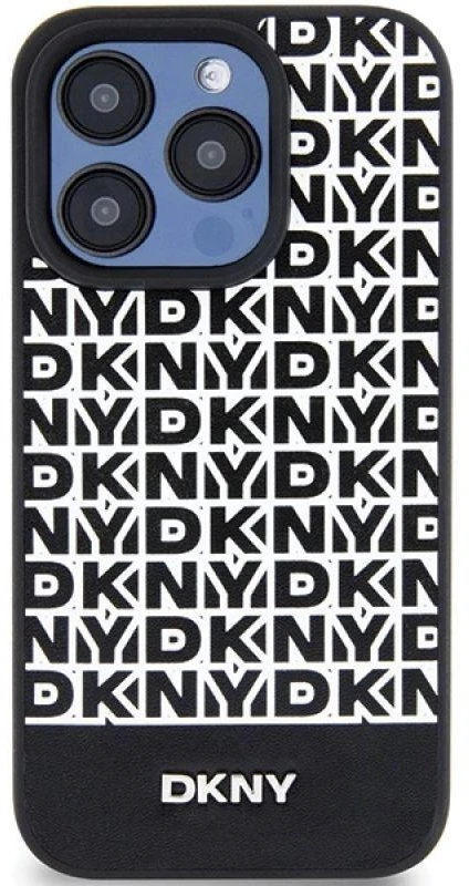Apple iPhone 15 Pro Max DKNY odinis dėklas Printed Pattern Metal Logo MagSafe (DKHMP15XPSOSPK) juodos spalvos