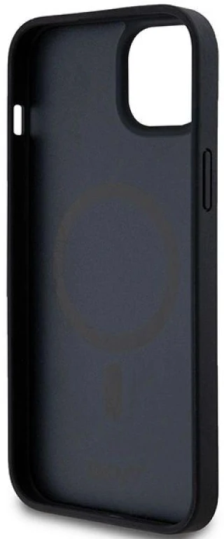 Apple iPhone 15 Plus / 14 Plus DKNY odinis dėklas Monogram Pattern Metal Logo MagSafe (DKHMP15MPSHRPSK) juodos spalvos