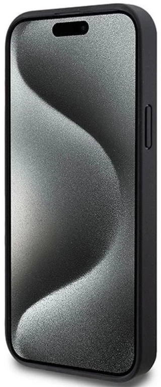 Apple iPhone 15 Plus / 14 Plus DKNY odinis dėklas Monogram Pattern Metal Logo MagSafe (DKHMP15MPSHRPSK) juodos spalvos