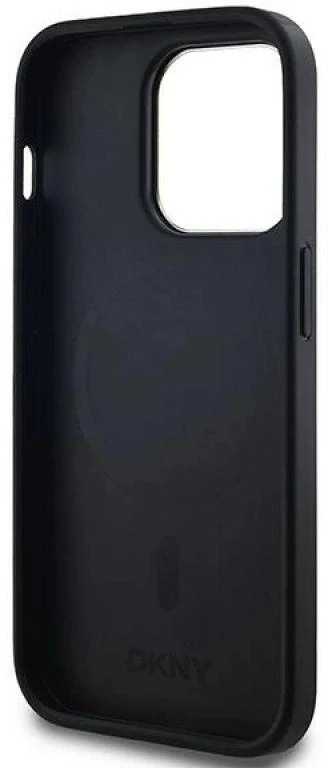 DKNY DKHMP14XPCPVSLK Apple iPhone 14 Pro Max 6.7″ juodos spalvos kietas dėklas Leather Checkered Mono Pattern MagSafe