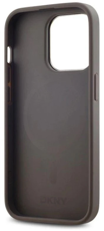 DKNY DKHMP14LPCPVSLE Apple iPhone 14 Pro 6.1″ beige kietas dėklas Leather Checkered Mono Pattern MagSafe