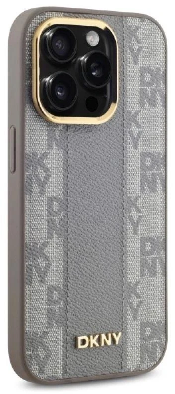 DKNY DKHMP14LPCPVSLE Apple iPhone 14 Pro 6.1″ beige kietas dėklas Leather Checkered Mono Pattern MagSafe