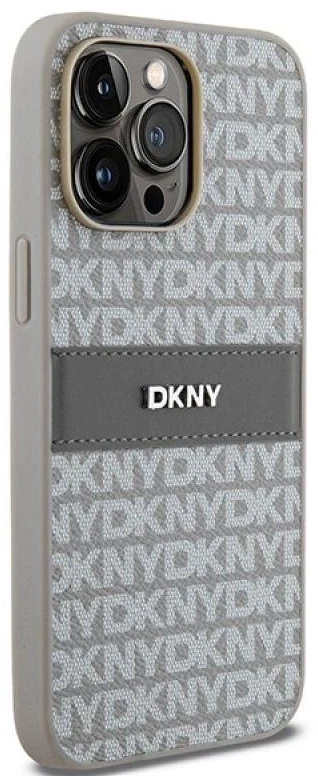 Apple iPhone 14 Pro Max DKNY odinis dėklas Mono Stripe & Metal Logo (DKHCP14XPRTHSLE) beige