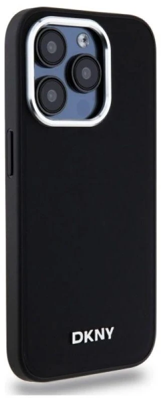 DKNY DKHMP15LPSCMCLK Apple iPhone 15 Pro 6.1″ juodos spalvos kietas dėklas Plain Logo MagSafe