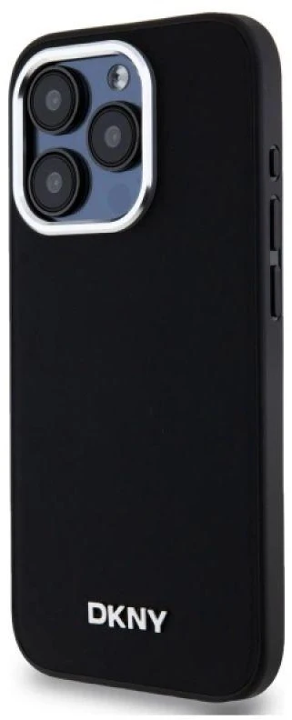 DKNY DKHMP15XPSCMCLK Apple iPhone 15 Pro Max 6.7″ juodos spalvos kietas dėklas Plain Logo MagSafe
