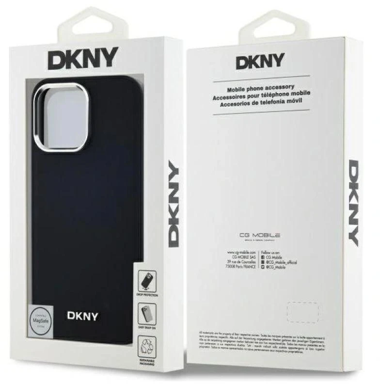 DKNY DKHMP14XPSCMCLK iPhone 14 Pro Max 6.7″ juodos spalvos kietas dėklas Plain Logo MagSafe
