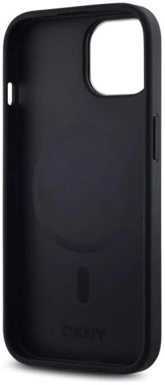 DKNY DKHMP15MPSCMCLK Apple iPhone 15 Plus 6.7″ juoda juodos spalvos kietas dėklas Plain Logo MagSafe