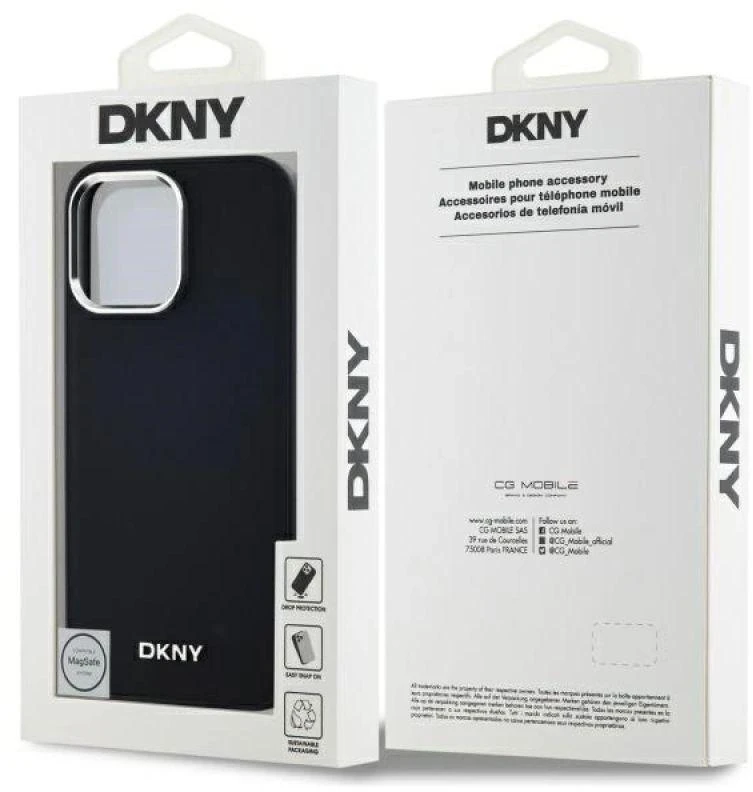 DKNY DKHMP14XPSCMCLK Apple iPhone 14 Pro Max 6.7″ juodos spalvos kietas dėklas Plain Logo MagSafe