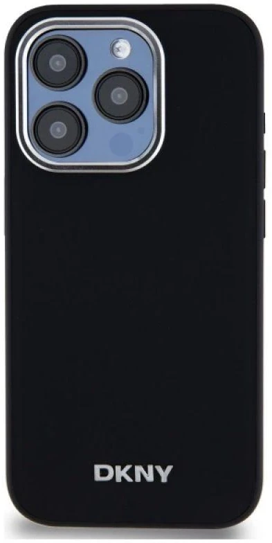 DKNY DKHMP15LPSCMCLK Apple iPhone 15 Pro 6.1″ juodos spalvos kietas dėklas Plain Logo MagSafe