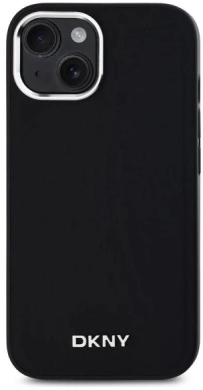 DKNY DKHMP15MPSCMCLK Apple iPhone 15 Plus 6.7″ juoda juodos spalvos kietas dėklas Plain Logo MagSafe