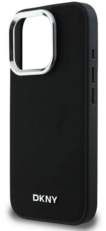 DKNY DKHMP16LPSCMCLK Apple iPhone 16 Pro 6.3″ juodos spalvos kietas dėklas Plain Sidabrinis Logo MagSafe