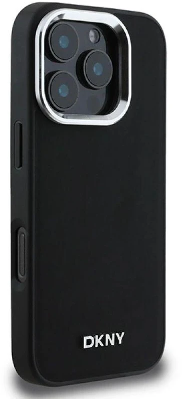 DKNY DKHMP16XPSCMCLK Apple iPhone 16 Pro Max 6.9″ juodos spalvos kietas dėklas Plain Sidabrinis Logo MagSafe
