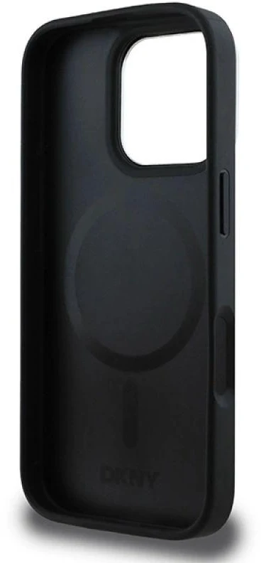 DKNY DKHMP16XPSCMCLK Apple iPhone 16 Pro Max 6.9″ juodos spalvos kietas dėklas Plain Sidabrinis Logo MagSafe