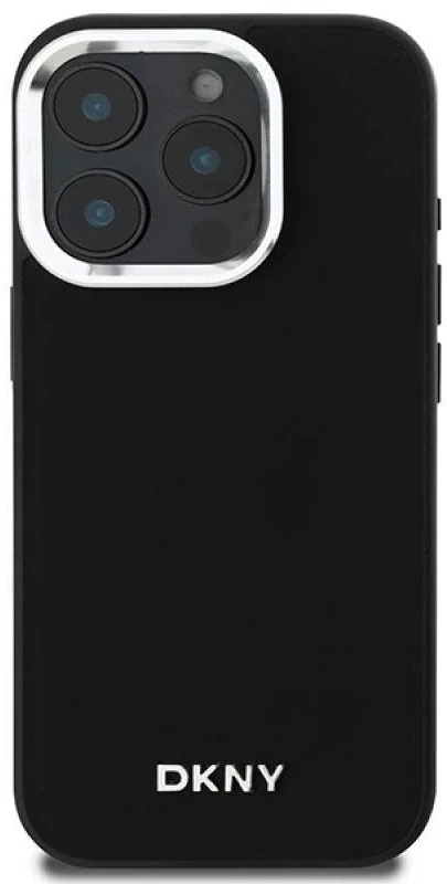 DKNY DKHMP16XPSCMCLK Apple iPhone 16 Pro Max 6.9″ juodos spalvos kietas dėklas Plain Sidabrinis Logo MagSafe